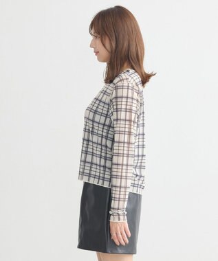 earth music&ecology シアーチェックプルオーバー Ivory