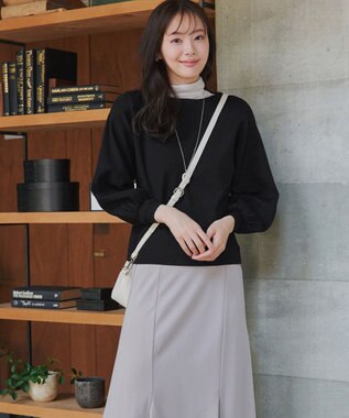 Tiaclasse 【安田美沙子さん着用・新色追加・洗える】ボリュームパフスリーブニット ブラック