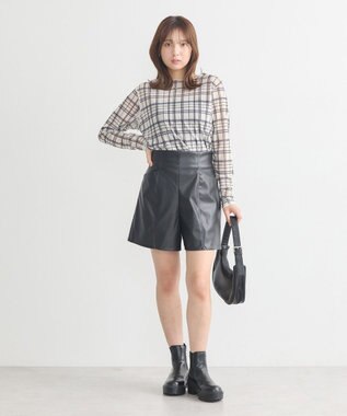 earth music&ecology シアーチェックプルオーバー Ivory