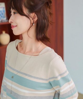 Tiaclasse 【洗える】マルチボーダーニットチュニック ベージュ