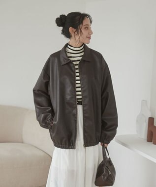 WEGO 【ユニセックス着用ITEM/MLサイズ展開】USPOLOフェイクレザージャケット ブラウン