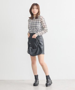 earth music&ecology シアーチェックプルオーバー Ivory