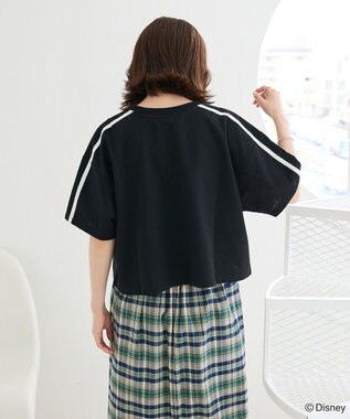 Green Parks スティッチ／メタルプリントクロップドミニ裏毛プル Black