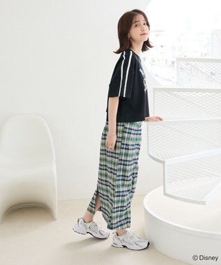 Green Parks スティッチ／メタルプリントクロップドミニ裏毛プル Black