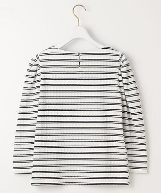 ANY SIS 【洗える】ミニケーブルジャカード プルオーバー オフ×ブラックボーダー