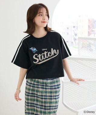 Green Parks スティッチ／メタルプリントクロップドミニ裏毛プル Black