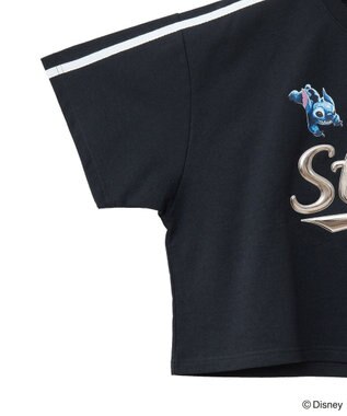 Green Parks スティッチ／メタルプリントクロップドミニ裏毛プル Black