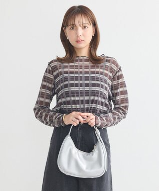 earth music&ecology シアーチェックプルオーバー Black