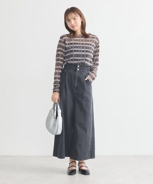 earth music&ecology シアーチェックプルオーバー Black