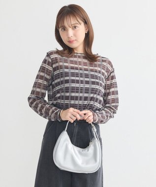 earth music&ecology シアーチェックプルオーバー Black