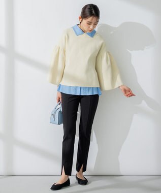 組曲 レースコンビセーラーカラー ブラウス サックスブルー系