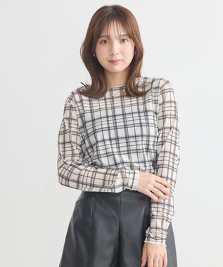 earth music&ecology シアーチェックプルオーバー Ivory