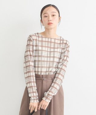 earth music&ecology シアーチェックプルオーバー Beige