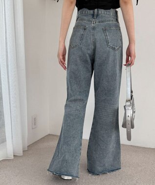 WEGO ダメージフレアデニムパンツ デニム中濃加工色