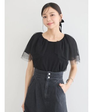 earth music&ecology チュールレイヤードプルオーバー Black