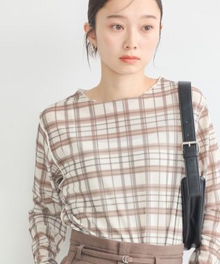 earth music&ecology シアーチェックプルオーバー Beige