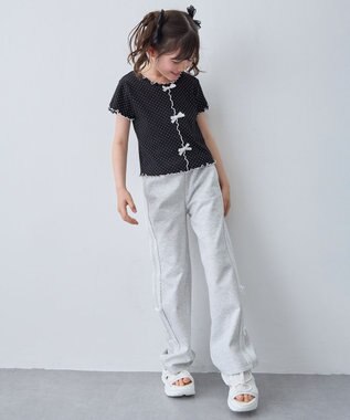 ANY KIDS 【一部店舗/WEB先行販売アイテム】ドット×リボン 半袖Tシャツ ブラック