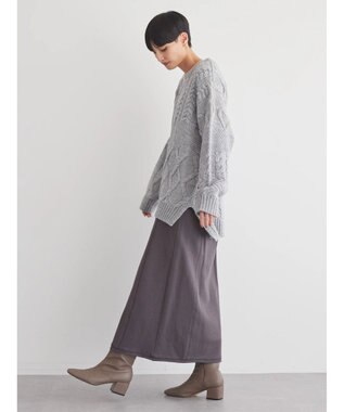 AMERICAN HOLIC パッチワークケーブルニットプルオーバー Light Gray Mixture