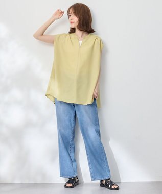 ANY ギャザーショートスリーブブラウス イエロー