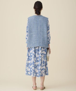 自由区 ファンシーノットツイード ジレ ブルー