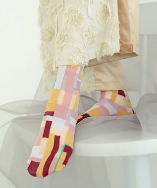 COQ MOSS MEMORY シアーパッチワークソックス ピンク