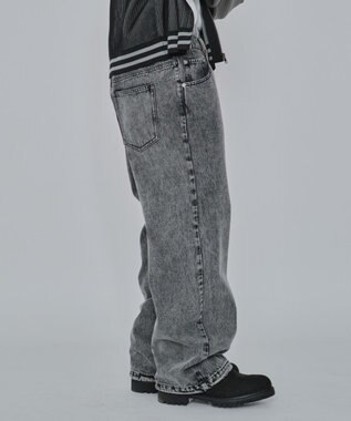 WEGO 【ユニセックス着用ITEM/MLサイズ展開/ウエストゴム】ボクサードッキングデニムパンツ デニムブラックソノタ