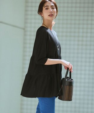 23区 S シャイニーシアーニット ティアード チュニック