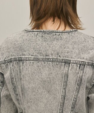 GRACE CONTINENTAL ペプラムデニムジャケット グレー