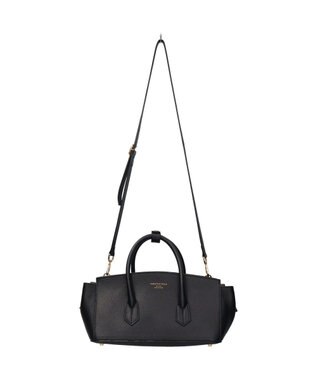 INTER-CHAUSSURES 【CHRISTIAN VILLA】シュリンクレザーハンドバッグ ブラック