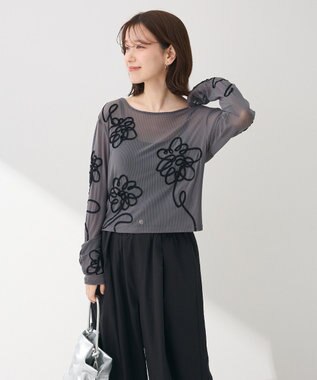 Green Parks ・ＥＬＥＮＣＡＲＥ　ＤＵＥ　コード刺繍シアーロンＴ Charcoal Gray