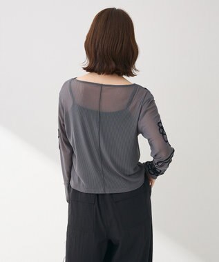 Green Parks ・ＥＬＥＮＣＡＲＥ　ＤＵＥ　コード刺繍シアーロンＴ Charcoal Gray