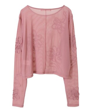 Green Parks ・ＥＬＥＮＣＡＲＥ　ＤＵＥ　コード刺繍シアーロンＴ Pink