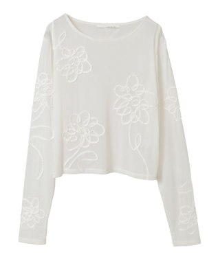 Green Parks ・ＥＬＥＮＣＡＲＥ　ＤＵＥ　コード刺繍シアーロンＴ Off White