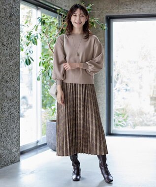 Tiaclasse 【安田美沙子さん着用・新色追加・洗える】ボリュームパフスリーブニット グレージュ