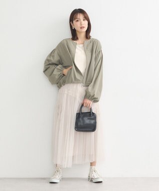 earth music&ecology ノーカラーボリュームブルゾン Khaki