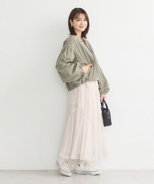 earth music&ecology ノーカラーボリュームブルゾン Khaki