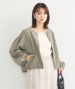 earth music&ecology ノーカラーボリュームブルゾン Khaki