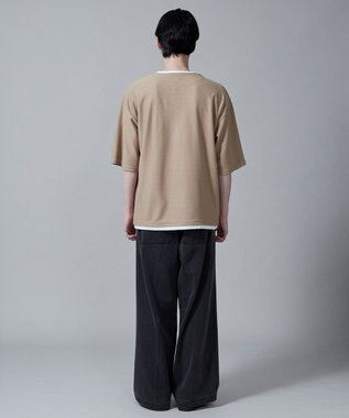 WEGO フェイクレイヤードキーネックT（S） ベージュ