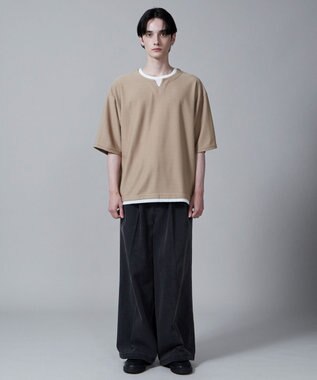 WEGO フェイクレイヤードキーネックT（S） ベージュ