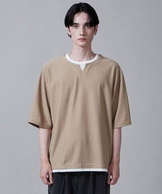 WEGO フェイクレイヤードキーネックT（S） ベージュ