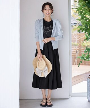 Tiaclasse 【軽撥水・汚れ防止】ランダムタックロングスカート ブラック