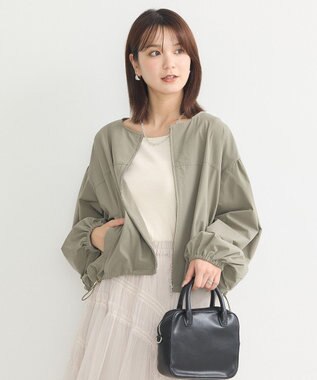 earth music&ecology ノーカラーボリュームブルゾン Khaki