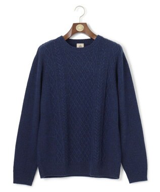 J.PRESS MEN 【KING SIZE】【Cash Lamb’s wool】ケーブルニット / クルー ネイビー系