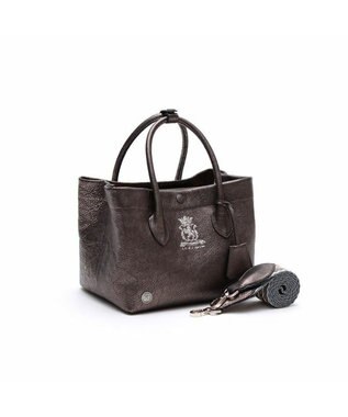 A.D.M.J. 【牛革】メタリックレザー/キューブトート21cm グラファイト