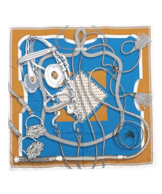 23区 manipuri ジョッキー シルク スカーフ ブルー系