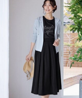 Tiaclasse 【軽撥水・汚れ防止】ランダムタックロングスカート ブラック