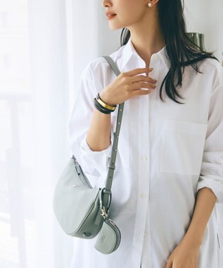 TOPKAPI 【Breath TOPKAPI】シュリンクレザー ハーフムーン ショルダーバッグ / チャーム付き グリーングレー