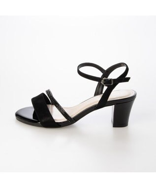 Riz raffinee <Riz raffinee>ラインストーンデザインサンダル ブラックメタリック