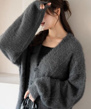 WEGO 【25年秋冬新作/WEB限定】別注USPOLOシャギーニットカーデ ブラック中濃色