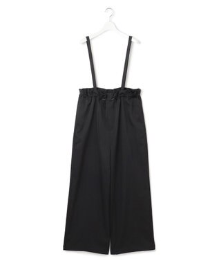 23区 【接触冷感/洗える】ヴィンテージソフトサテン サスペンダー パンツ ブラック系